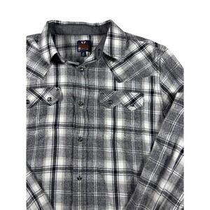 Moonshine Spirit Brad Paisley Mens Gray Plaid Western Flannel Shirt Medium